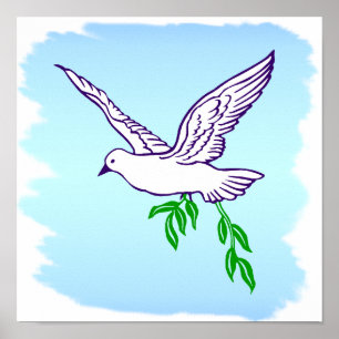 Peace Dove with Olive Branch Art Print Poster