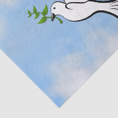 Peace Dove with Olive Branch in Cloudy Blue Sky Seidenpapier (Ausschnitt)