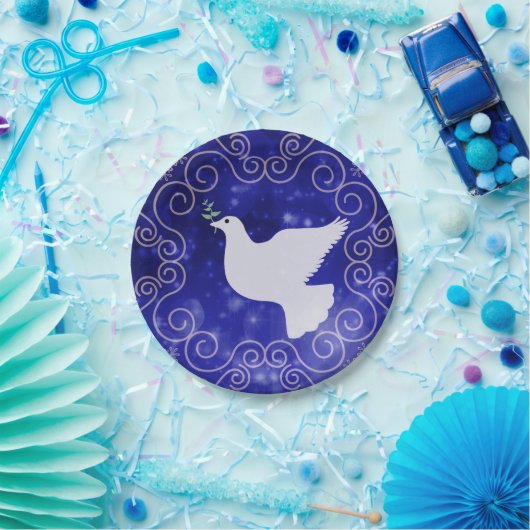 Peace Dove with Olive Leaf Weihnachten Pappteller (Party)