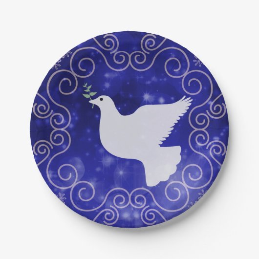 Peace Dove with Olive Leaf Weihnachten Pappteller (Vorderseite)