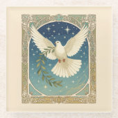 Peace Dove With Olive Sprig Decor  Glasuntersetzer (Vorderseite)