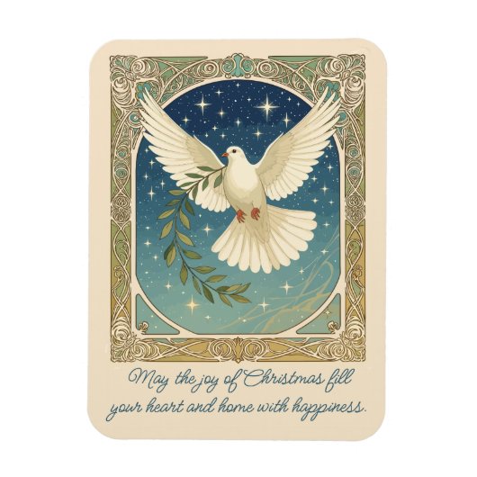 Peace Dove With Olive Sprig Decor  Magnet (Vertikal)
