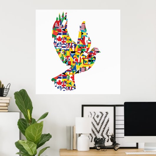 Peace Dove World Flags Poster (Heimbüro)
