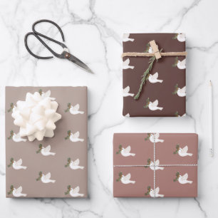 Peace Doves Flying Birds Weihnachtsfeiertage CUSTO Geschenkpapier Set