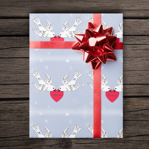 Peace Doves Heart Snowflakes Birds Geschenkpapier