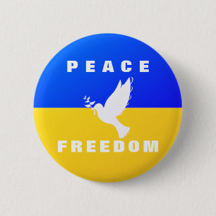 Peace Dow Support Ukraine Button ukrainische Flagg