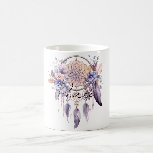 Peace Dream Catcher Lila Feathers Kaffeetasse (Mittel)