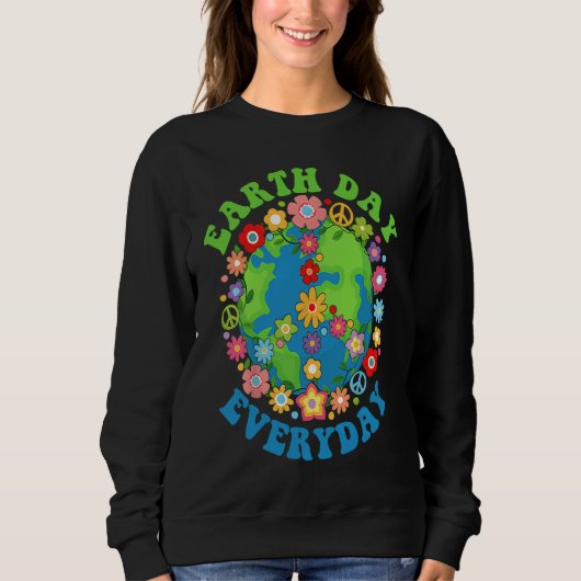 Peace Earth Day Everyday 60s 70s Hippie Retro Envi Sweatshirt (Vorderseite)