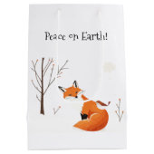 Peace Earth Minimalistisch Fox Bird Animal Mittlere Geschenktüte (Rückseite)