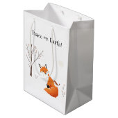 Peace Earth Minimalistisch Fox Bird Animal Mittlere Geschenktüte (Rückseite Schrägansicht)