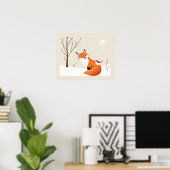 Peace Earth Minimalistisch Fox Bird Animal Poster (Heimbüro)
