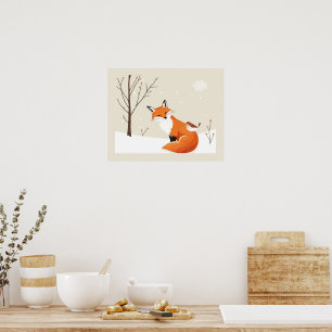 Peace Earth Minimalistisch Fox Bird Animal Poster