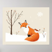 Peace Earth Minimalistisch Fox Bird Animal Poster (Vorne)