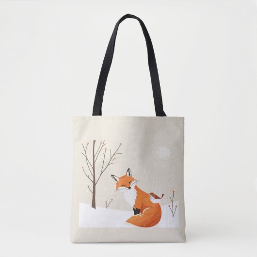 Peace Earth Minimalistisch Fox Bird Animal Tasche (Vorderseite)
