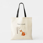Peace Earth Minimalistisch Fox Bird Animal Tragetasche (Rückseite)