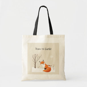 Peace Earth Minimalistisch Fox Bird Animal Tragetasche
