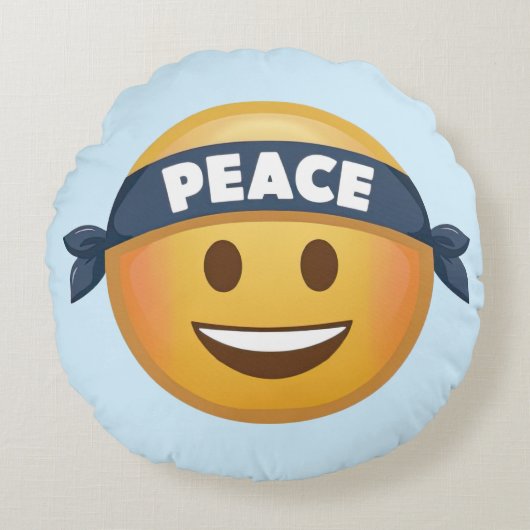 Peace Emoji Rundes Kissen (Vorderseite)