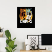 Peace Faith Hope Kindness Anti Bullying Orange Poster (Heimbüro)