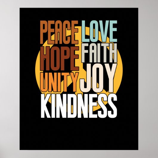 Peace Faith Hope Kindness Anti Bullying Orange Poster (Vorne)