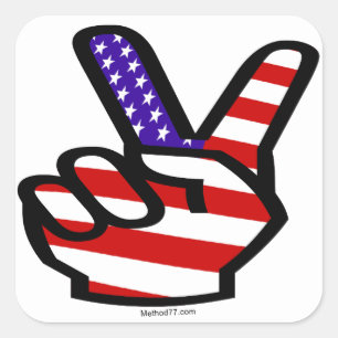 Peace Fingers USA Stickers