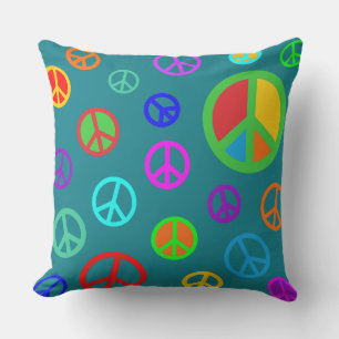 PEACE - Flachmuster mehrfarbig + Ihr Backgr. Kissen