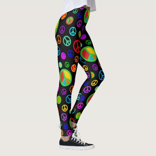 PEACE - Flachmuster mehrfarbig + Ihr Backgr. Leggings (Rechts)