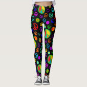 PEACE - Flachmuster mehrfarbig + Ihr Backgr. Leggings (Vorderseite)