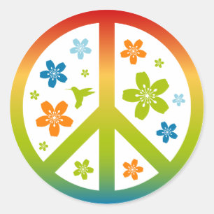 Peace Floral Design Runder Aufkleber