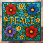 Peace Floral Stained Glass Window Cling Fensteraufkleber (Blatt 2)