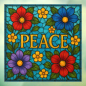 Peace Floral Stained Glass Window Cling Fensteraufkleber (Blatt 3)