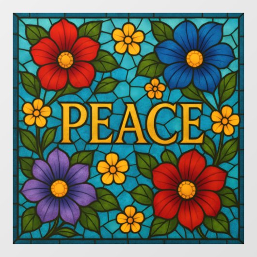 Peace Floral Stained Glass Window Cling Fensteraufkleber (Blatt)