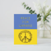 Peace Floral Zeichnend Blue & Yellow ukrainische F Postkarte (Stehend Vorderseite)