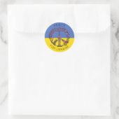 Peace Floral Zeichnend Blue & Yellow ukrainische F Runder Aufkleber (Tasche)
