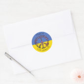 Peace Floral Zeichnend Blue & Yellow ukrainische F Runder Aufkleber (Umschlag)