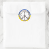 Peace Floral Zeichnend Blue & Yellow ukrainische F Runder Aufkleber (Tasche)
