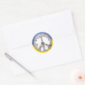 Peace Floral Zeichnend Blue & Yellow ukrainische F Runder Aufkleber (Umschlag)