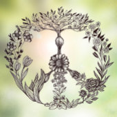 Peace Floral Zeichnend Niedlich Boho Hippie Blume Fensteraufkleber