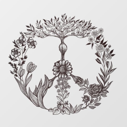 Peace Floral Zeichnend Niedlich Boho Hippie Blume Fensteraufkleber (Blatt)