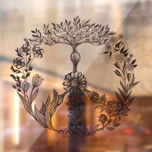Peace Floral Zeichnend Niedlich Boho Hippie Blume Fensteraufkleber (Blatt 2)