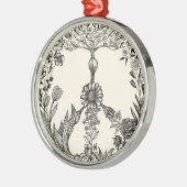 Peace Floral Zeichnend Niedlich Boho Hippie Blume  Ornament Aus Metall (Links)