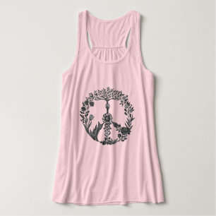 Peace Floral Zeichnend Niedlich Boho Hippie Blume Tank Top