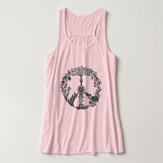 Peace Floral Zeichnend Niedlich Boho Hippie Blume  Tank Top (Design Vorderseite)