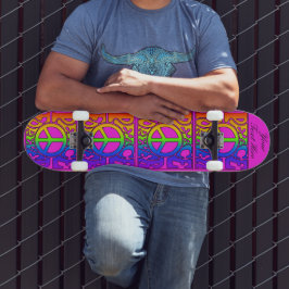 Peace Forever Vintag Retro Regenbogen Wiederholung Skateboard