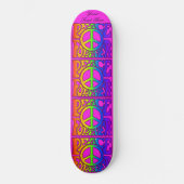 Peace Forever Vintag Retro Regenbogen Wiederholung Skateboard (Vorderseite)