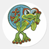 Peace Frog Runder Aufkleber (Vorderseite)