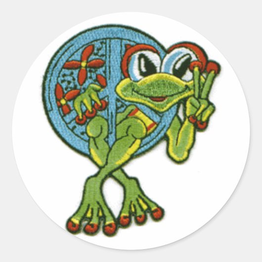 Peace Frog Runder Aufkleber (Vorderseite)