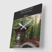 Peace From Within, Buddha Quote Quadratische Wanduhr (Winkel)