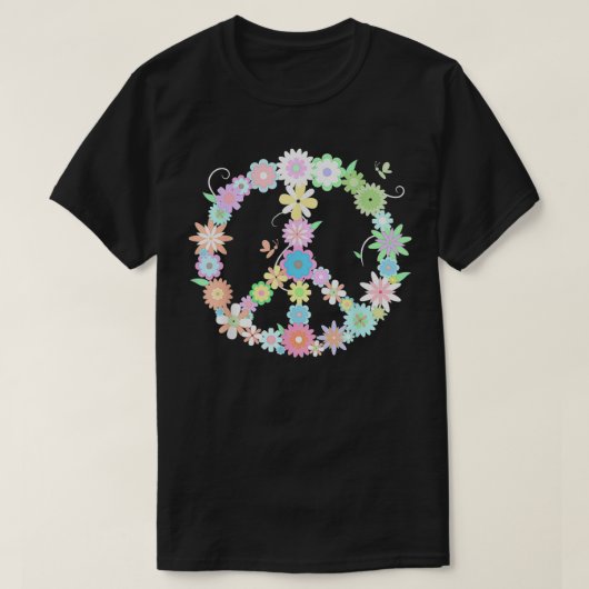 PEACE  Funny Floral Sign  Cool Statement Tee  (Design vorne)