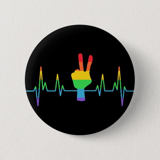 Peace Gay Heartbeat LGBT Button (Vorderseite)