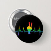Peace Gay Heartbeat LGBT Button (Vorne & Hinten)